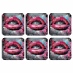 Lippen - Felroze - Graffiti - Verfstrepen onderzetter kurk middel -3d
