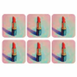 Lippenstift - Rood - Penseelstreken onderzetter kurk middel -3d
