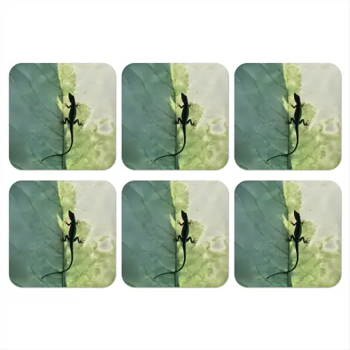 Hagedis - Blad - Nerven - Groen onderzetter kurk middel -3d