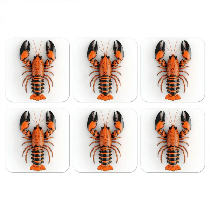 Kreeft - Zwart - Oranje - Wit - Uniek onderzetter kurk middel -3d