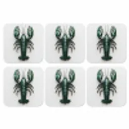 Kreeft - Glossier - Groen - Wit onderzetter kurk middel -3d
