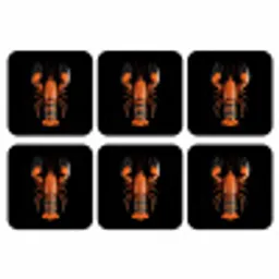 Kreeft - Oranje - Zwart - Modern onderzetter kurk middel -3d
