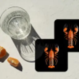 Kreeft - Oranje - Zwart - Modern onderzetter kurk middel -sfeer4