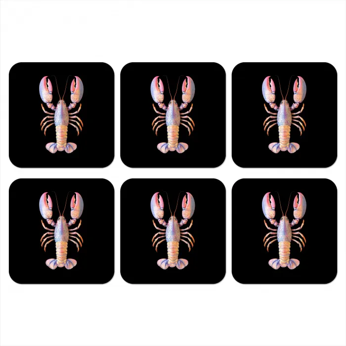 Kreeft - Roze - Zacht - Zwart onderzetter kurk middel -3d