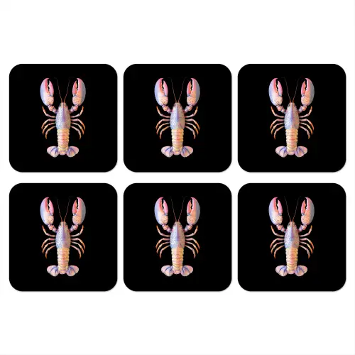 Kreeft - Roze - Zacht - Zwart onderzetter kurk middel -3d