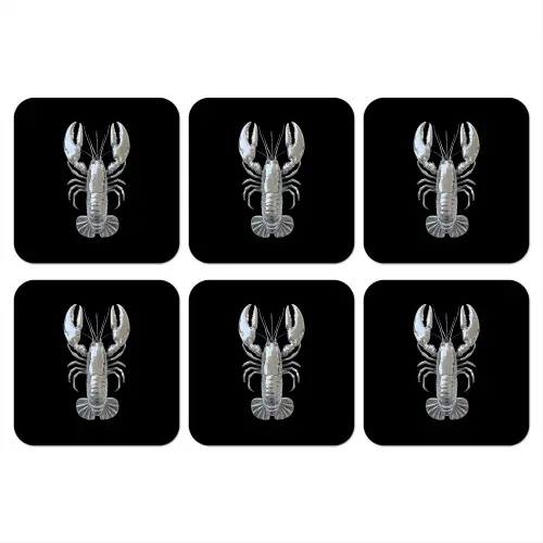 Kreeft - Zilver - Metallic - Luxe onderzetter kurk middel -3d
