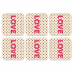 Love - Stippen - Roze onderzetter kurk middel -3d