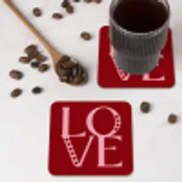Love - Rood - Hatjes onderzetter kurk middel -sfeer2