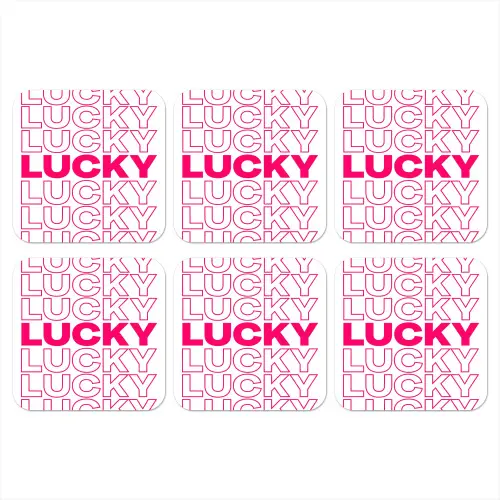 Lucky - Roze - Patroon onderzetter kurk middel -3d