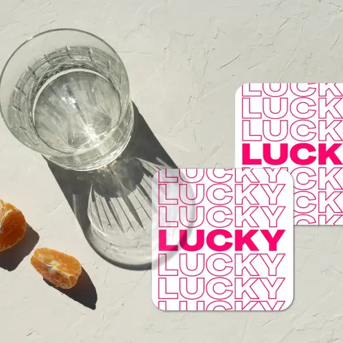 Lucky - Roze - Patroon onderzetter kurk middel -sfeer4