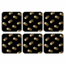 Macarons - Patroon - Goud - Zwart onderzetter kurk middel -3d