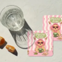 Matcha - Hond - Roze - Groen onderzetter kurk middel -sfeer4