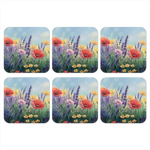 Weide - Bloemen - Kleurrijk onderzetter kurk middel -3d