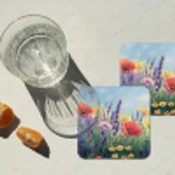 Weide - Bloemen - Kleurrijk onderzetter kurk middel -sfeer4