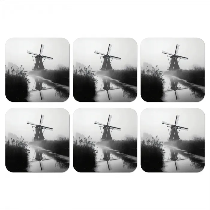 Molen - Weerspiegeling - Landschap - Water onderzetter kurk middel -3d