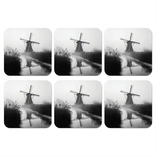 Molen - Weerspiegeling - Landschap - Water onderzetter kurk middel -3d