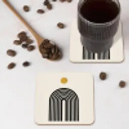 Minimalistisch - Zwarte boog - Gouden cirkel onderzetter kurk middel -sfeer2