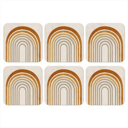Minimalistisch - Boog - Lijnen - Beige onderzetter kurk middel -3d
