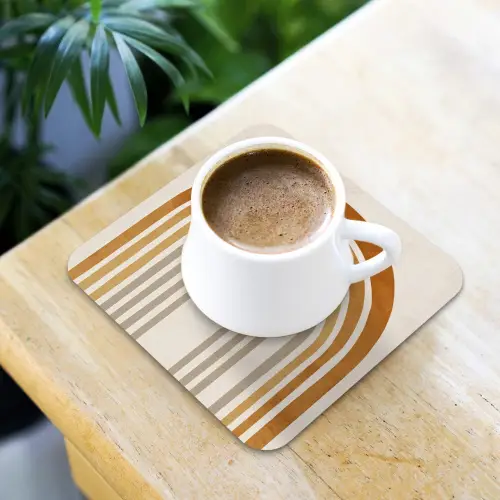 Minimalistisch - Boog - Lijnen - Beige onderzetter kurk middel -sfeer5