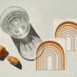 Minimalistisch - Boog - Lijnen - Beige onderzetter kurk middel -sfeer4