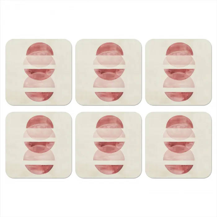 Minimalistisch - Cirkels - Roze onderzetter kurk middel -3d