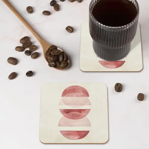 Minimalistisch - Cirkels - Roze onderzetter kurk middel -sfeer2