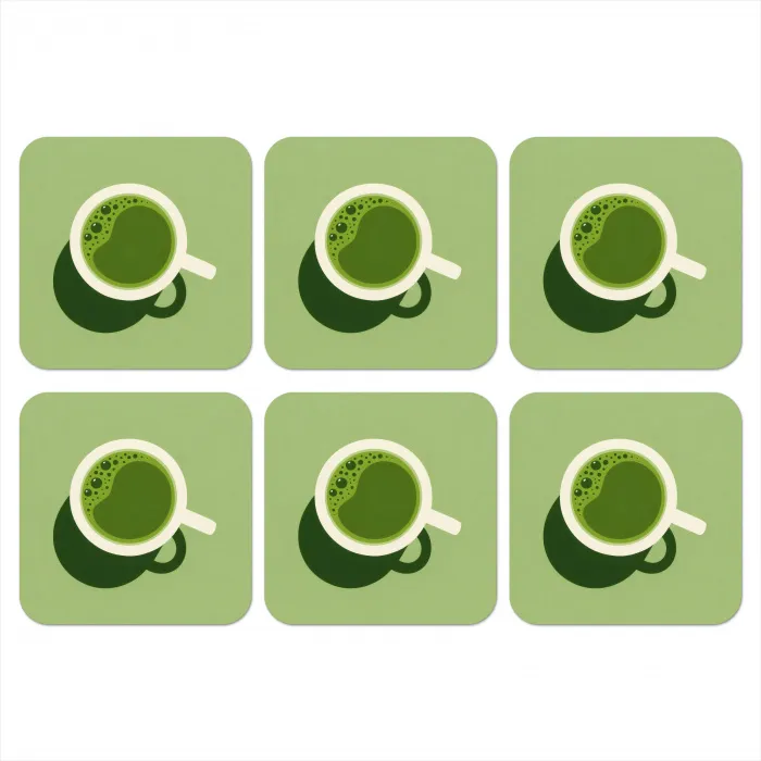 Minimalistisch - Kopjes - Matcha -Groen onderzetter kurk middel -3d