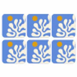 Minimalistisch - Organisch patroon - Blauw onderzetter kurk middel -3d