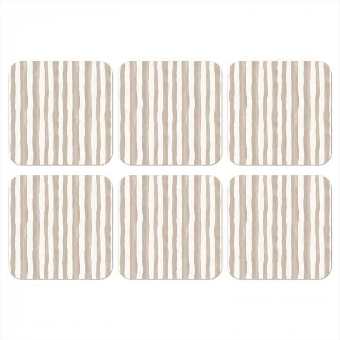 Minimalistisch - Strepen - Beige onderzetter kurk middel 366 -3d