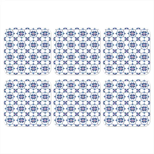 Modern - Patroon - Blauw - Roze onderzetter kurk middel 366 -3d