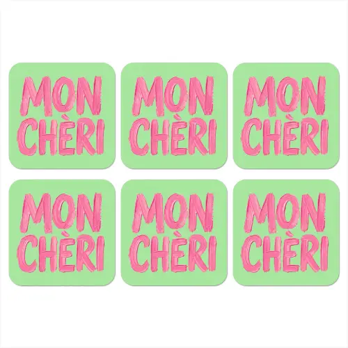 Mon cheri - Groen - Roze onderzetter kurk middel -3d