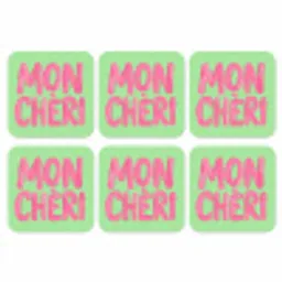 Mon cheri - Groen - Roze onderzetter kurk middel -3d