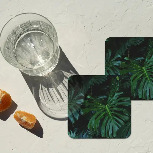 Monstera - Inductie beschermer - Bladeren - Tropical - Afdekplaat voor kookplaat onderzetter kurk middel -sfeer4