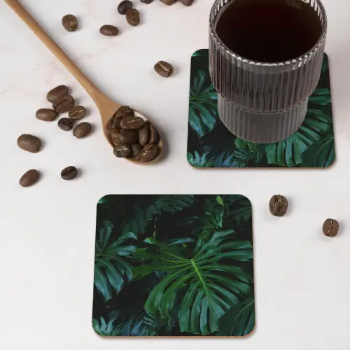 Monstera - Inductie beschermer - Bladeren - Tropical - Afdekplaat voor kookplaat onderzetter kurk middel -sfeer2