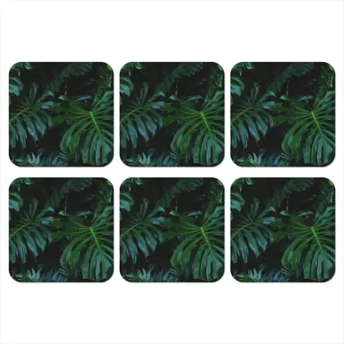 Monstera - Bladeren - Tropisch - Jungle onderzetter kurk middel -3d