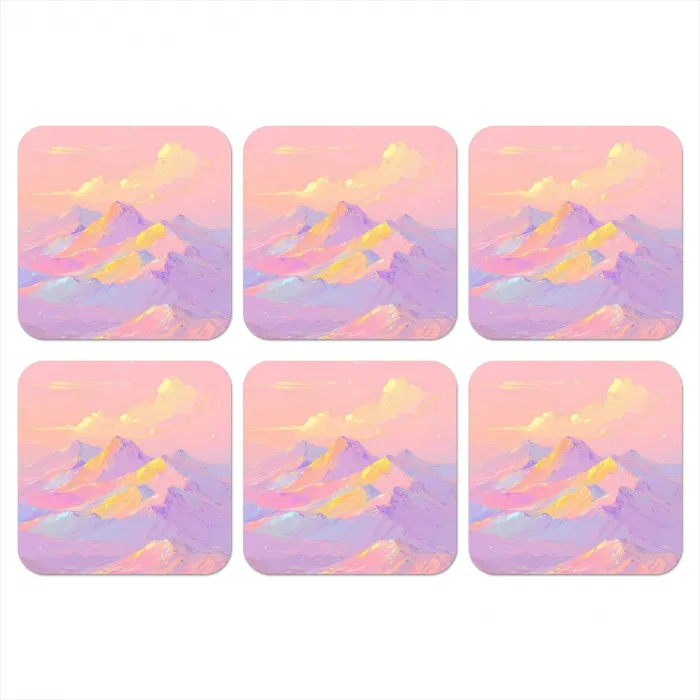 Bergtoppen - Wolken - Dromerig onderzetter kurk middel -3d