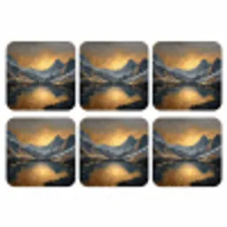 Berglandschap met Gouden Zonsondergang onderzetter kurk middel -3d