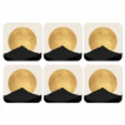 Bergsilhouetten - Gouden cirkel - Beige onderzetter kurk middel -3d