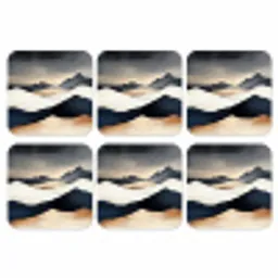 Bergen - Donkerblauw - Landschap onderzetter kurk middel -3d