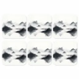 Bergen - Mistig - Water - Wit onderzetter kurk middel -3d