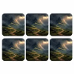 Bergen - Kronkelpad - Groen - Wolken onderzetter kurk middel -3d