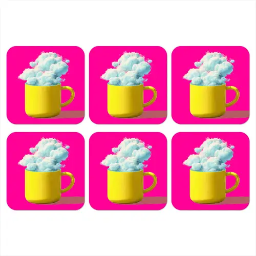 Mok - Wolken - Roze - Minimalitisch onderzetter kurk middel -3d
