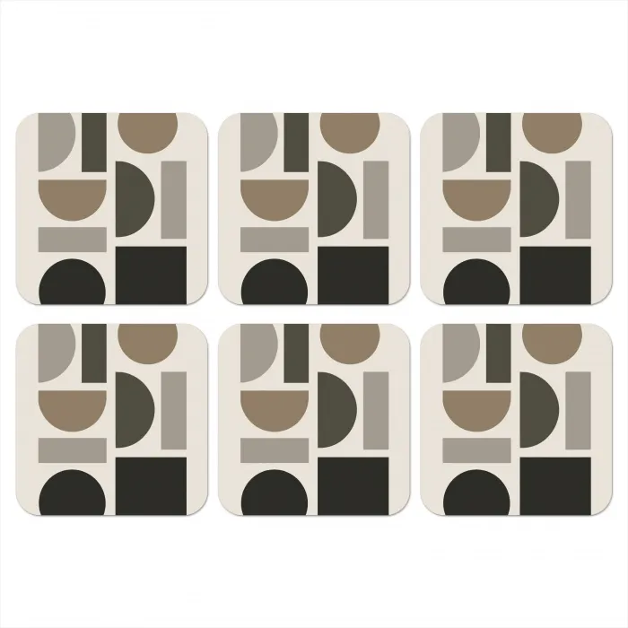Natuurlijke tinten - Grafisch - Verticale compositie onderzetter kurk middel -3d
