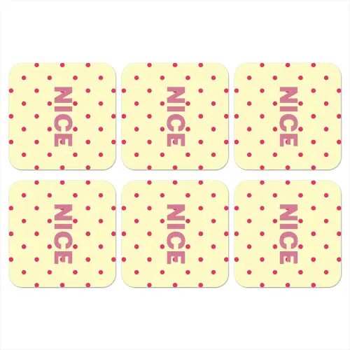 Nice - Stippen - Roze - Geel onderzetter kurk middel -3d