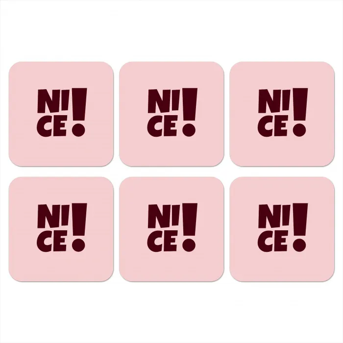 Nice - Uitroepteken - Roze onderzetter kurk middel -3d