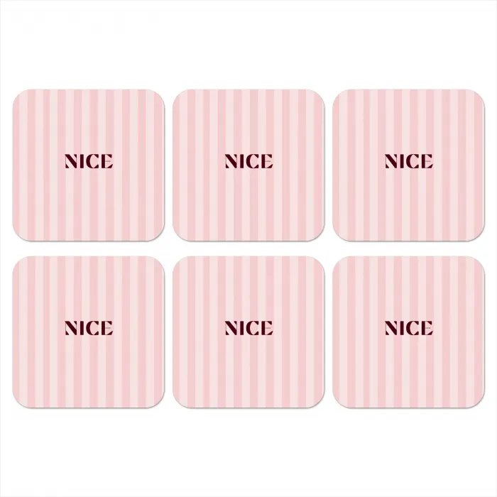 Nice - Strepen - Roze onderzetter kurk middel -3d