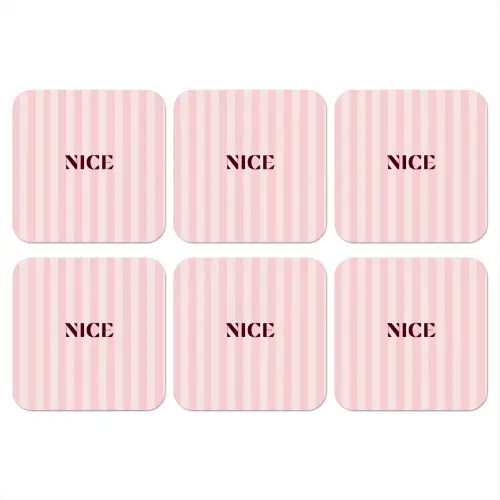 Nice - Strepen - Roze onderzetter kurk middel -3d