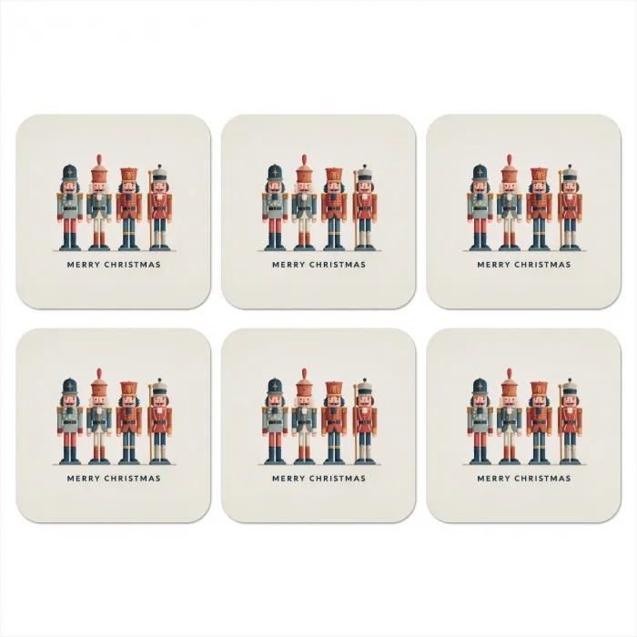 Notenkrakers - Minimalistisch - Kerst - Beige onderzetter kurk middel -3d