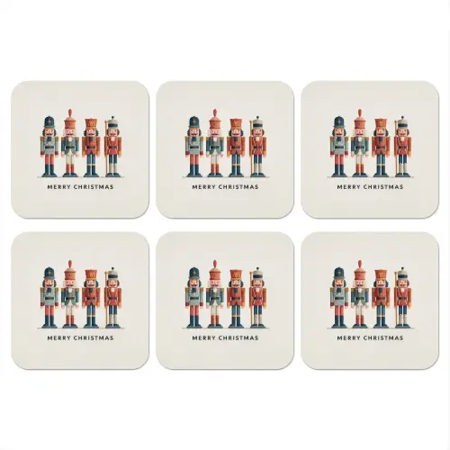 Notenkrakers - Minimalistisch - Kerst - Beige onderzetter kurk middel -3d