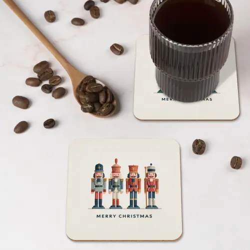 Notenkrakers - Minimalistisch - Kerst - Beige onderzetter kurk middel -sfeer2